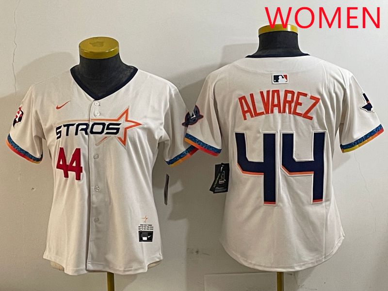 Women Houston Astros 44 Alvarez Cream Fourth generation Joint Name Nike 2025 MLB Jersey style 2